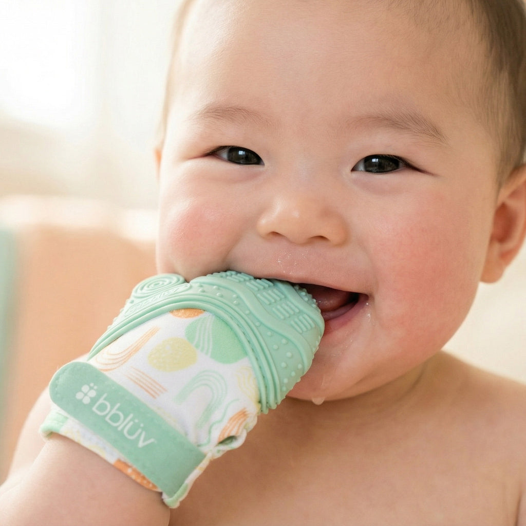 Manopolo Dentizione In Silicone Bblüv Glüv Per Bambini – Guanto Mordicchio Con Pollice Opponibile, Grigio, Lavabile