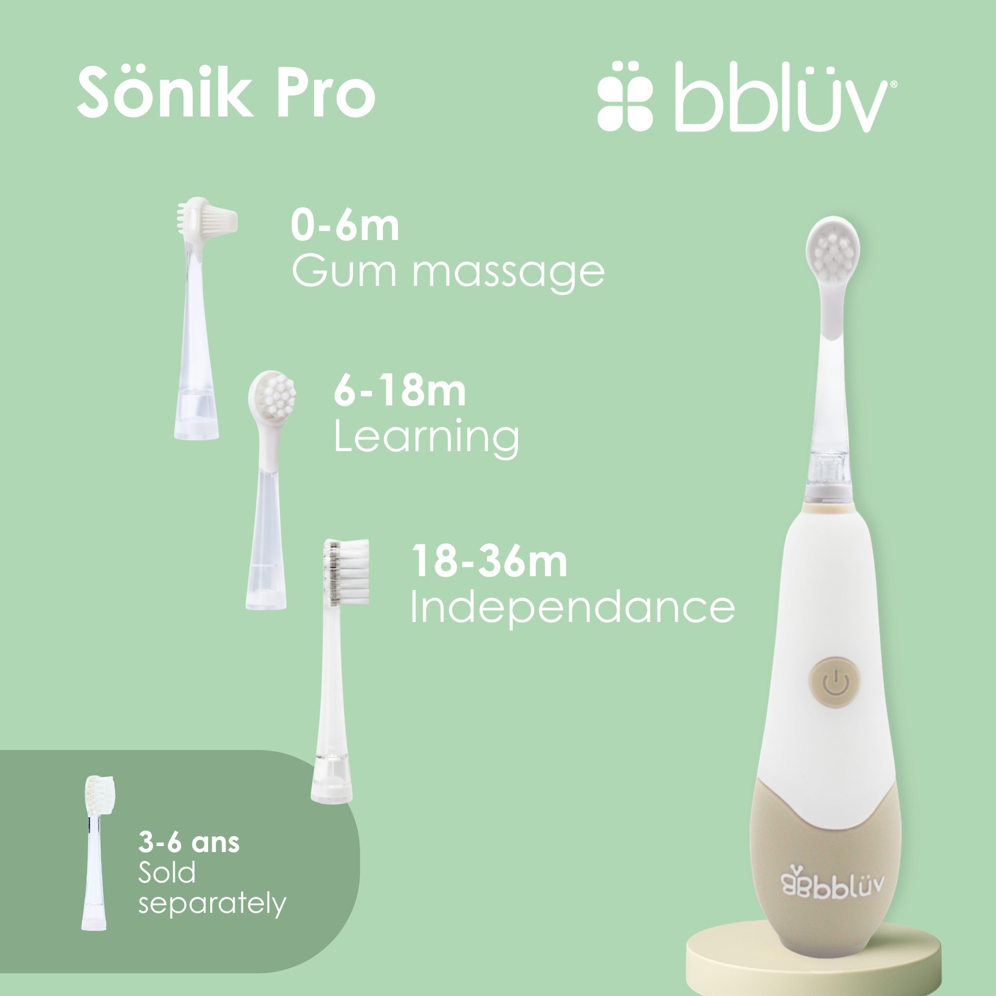 Sönik Pro: Evolutive Sonic Toothbrush (0-6 Years) – Bblüv Canada