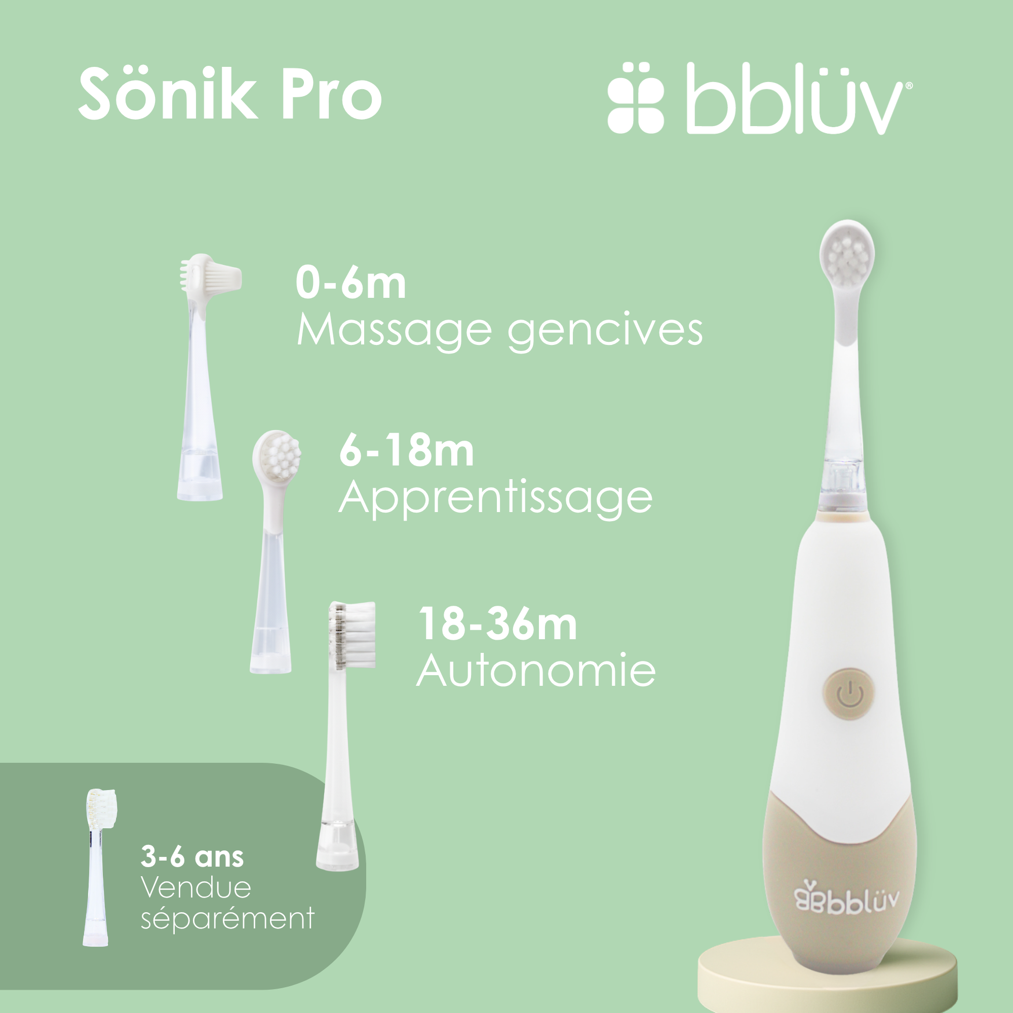 Sönik Pro: Evolutive Sonic Toothbrush (0-6 Years) – Bblüv Canada